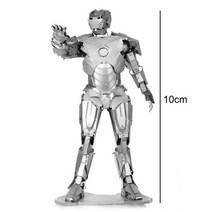 금속 모델 DIY 조립 3D 퍼즐 어벤져스 히어로즈 스파이더맨 아이언맨 캡틴 아메리칸 토르 해머 쉴드 헬멧 장식 슈퍼맨 피규어 장난감, [20] Iron Man Silver