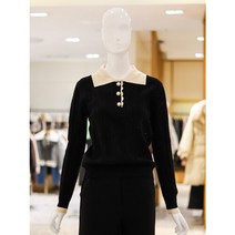 더아이잗뉴욕 와이드넥 배색 짜임 니트 IMBN1PO83