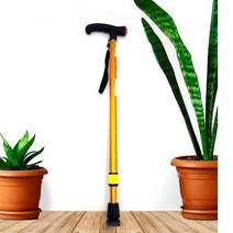 노인용 환자 재활 보조 접이식 지팡이 스틱 보행기, 1개, 효도국산-골드