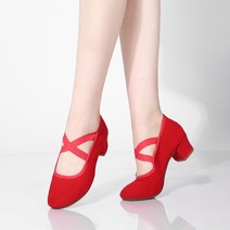 성인 여성 발 편한 댄스화 2 4 센치 낮은 굽 캔버스 구두 댄스 슈즈 스윙 화 라틴 살사, 35( 225 mm ), 레드 캔버스 (높이 4cm)