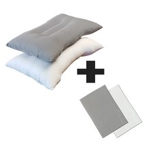 씨클라우드 경추베개 + 커버 2개1세트 1+1 빨아쓰는 극세사 베개 2p, 화이트+커버 1+1