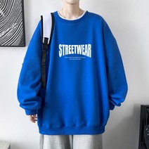남성 오버핏 후드 티 집업 빅사이즈 맨투맨 오버사이즈 캐주얼 스웨터 2022 가을 겨울 프린트 블루 여성 풀오버