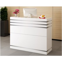 안내데스크 리셉션 금전등록기 매장데스크 안내원, 웜 화이트  라이트 월넛 60x42x101cm