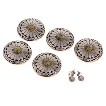 GHSHOP 5x 빈티지 리벳 나사 다시 서양식 DIY 가죽 공예 버튼 30mm/1.18inch, 설명, 옐로우