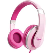 ELECDER i41 아동용 헤드폰 어린이 소녀 소년 십대 핸드폰용 3.5mm 잭이 있는 접이식 조절 가능 온 이어 컴퓨터 MP3/4 Kindle School 핑크/퍼플, Pink, Pink