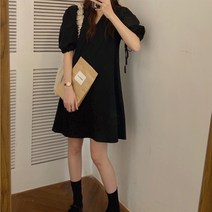 드레스허그 키작녀 추천 클레오 퍼프 브이넥 미니 원피스