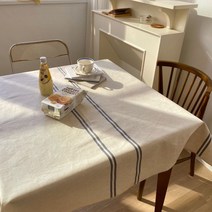 목화베리 방수식탁보 린넨 TPU라미네이트 캠핑식탁보 2인4인6인, 린넨블루줄120*160