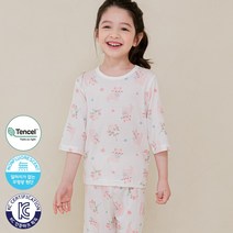 따솜 모이앤듀 해피캣 40수 텐셀모달 7부 유아동 주니어 실내복 상하