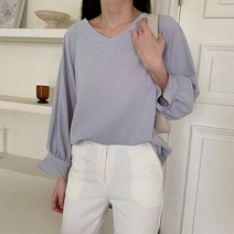 몬말리 03/24 하늘하늘 브이 넥 루즈 나그랑 블라우스 여성 봄 가을 (6816137)