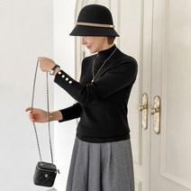 [조아맘] 웨인스 소매버튼 반폴라 니트