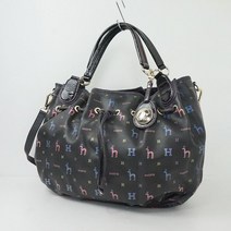 HAZZYS 로고패턴 셔링도트백숄더백 블랙