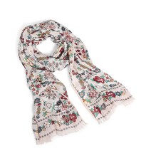 Vera Bradley 여성용 경량 소프트 프린지 스카프 패션 네이비 가든 One Size