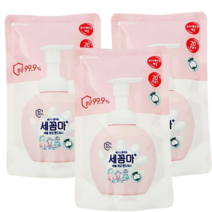 댕Ol몰 엘지 세균아꼼짝마 세꼼마 버블 핸드워시 애기향기 파우더향 리필파우치 200ml, 3개