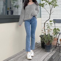 잇진 여성 포근해요 루즈핏 앙고라 브이넥 니트