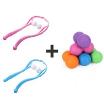 골프공마사지 뒷목 마사지기+스트레칭 땅콩 마사지볼, 더블볼 랜덤발송_핑크