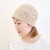 봄 여름 큐빅진주 플라워 비니 두건 중년 여자 모자