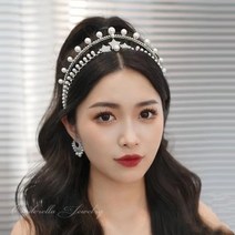 티아라 왕관 셀프 웨딩 대기 크라운 헤드 장식 별 왕관 크리스탈 헤어밴드 드레스, 01.모델 동일 크라운