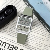 카시오 남성 복고풍 레트로 빈티지 카키 디지털 우레탄시계 A100WEF-3A