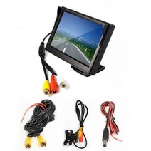 리어모니터 5 인치 TFT LCD 스크린 차 감시자 HD800 * 480 2 비디오 입력 후방 사진기를 가진 주차 반전, 러시아, Black with camera05