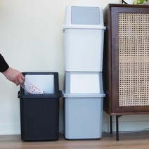 [1+1+1] 가정용 재활용 분리수거함 쓰레기 40L 3개, 3개-화이트 (라벨스티커 1장)