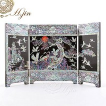 바보사랑 H.jin 나전칠기 자개 병풍 (송학 십장생).현진통상