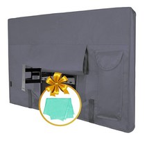 36~38인치 LCD용 야외 TV 커버 LED 방수 내후성 및 방진 TV 액정보호필름 클리닝 천 포함 (96.5cm(38인치) 초콜릿), Dark Gray_46 inch