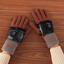 충전식 usb 발열 장갑 자전거 방한용 등산반 패딩 보온 낚시 보일러 온열 겨울방수 열선, 소표 브라운-축전열