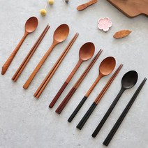 대추나무 천연 옻칠 수저세트 (5 style), 투톤 블랙 수저세트