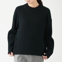 무인양품 MUJI 여성 야크혼방 울 와이드리브 모크넥 스웨터