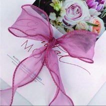 쉬폰 실루엣 리본 선물포장 9color 오간디 제작 끈 레이스 도매 예쁜 테이프, 03쉬폰실루엣리본핑크