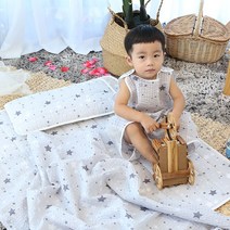 화모베이비 리플3종 소프트매쉬패드+홑이불+사각매쉬베개 여름낮잠이불세트, 별빛꿈