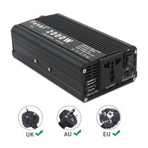 듀얼 USB 2000W 휴대용 전원 인버터 충전기 변환기 어댑터 DC 12V/24V ~ AC 220V 검정 빨강 은색 범용 소켓, 04 24V 220V Random, 04 24V 220V Random
