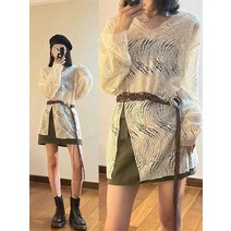 여름 여성 경숙풍 세트 프렌치 레이스 펀칭 원피스