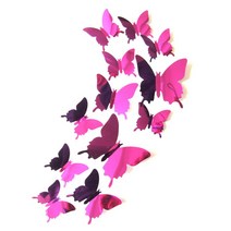 24마리 미러 버터플라이 골드 웨딩 페스티벌 코너 레스토랑 카페 인테리어 3D 입체 벽 부착 참장식, 미러 퍼플 36마리입