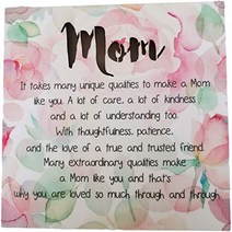 LED Box Sign for Mom | Unique Qualities of Mom | 6” x 6” Lighted Box Sign with Pastel Colored Flower, 1