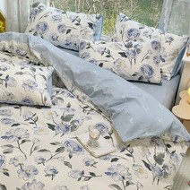 목화솜요 따뜻한 겨울 이불 토퍼 간절기 블루 플로랄 고급 침구 세트 100% 코튼 133x72 원단 피부 친화, 07 ES Bed 135 220x220, 001