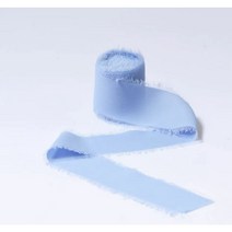 로맨틱 감성 쉬폰 리본 끈 결혼식 청첩장 선물 포장 꽃다발 다꾸 데코 장식 DIY 재료, 하늘색