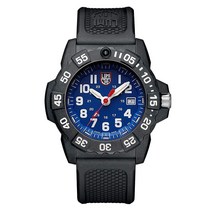 Luminox 네이비 씰 XS.3503.F 남성용 시계 45mm - 밀리터리 다이빙 시계 블랙/블루 날짜 기능 200m 방수 블루. 45 mm 씨 시리즈