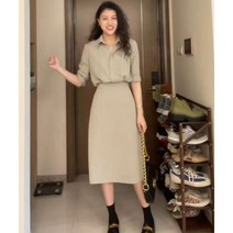 셔츠 40대여름원피스 여름 40대 빅사이즈 H라인 졸업앨범 랩원피스 트위드 오피스룩 오버핏