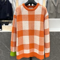 리버클래시 22F/W 오렌지 체크 자카드 오버핏 니트 (LIW51929)