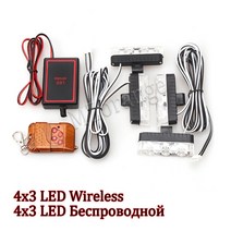 라이트 램프 호환 4x3 Led 무선 원격 구급차 경찰 조명 12V FSO 스트로브 경고 자동차 플래시 스트로보 스코프 액세서리, [01] wireless 4x3 LED, [02] All Red