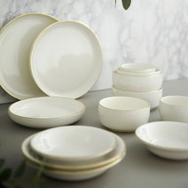 참살롱 국산도자기 골드라인 2인 혼수 신혼 그릇 세트 12P 집들이 선물