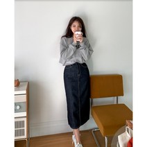 데일리 아도크 H데님 미디움 데님 롱스커트