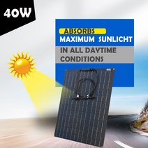 태양열패널 1PCS 블랙 태양 전지 패널 40w ETFE 유연한 18V 배터리 시스템 키트, 한개옵션0