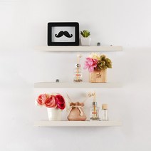 리빙플러스 국내제작 인테리어 벽선반 원목 MDF, MDF일자선반-화이트 40x15cm 3장