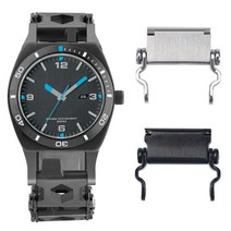 레더맨 트레드 어댑터용 시계 링크 버클 G-SHOCK 호환 SUNNTO 용 조절식 사이즈 듀얼, 02 Silver-25mm, 01 16mm