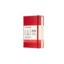 Moleskine 클래식 12개월 2022 데일리 플래너 하드 커버 라지(12.7cm x 21cm(5인치 8.25인치) 스칼렛 레드몰스킨315211, Weekly