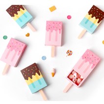 생일답례품 할로윈 선물포장 아이스크림 포장지 3SET, 핑크