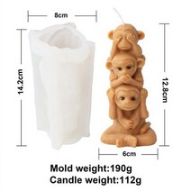 곰돌이몰드 실리콘몰드제작 스태킹 동물 3 레이어 실리콘 양초 금형 원숭이 비누 수지 석고 케이크 초콜릿 얼음 만들기 키트 장식 선물109975, Monkey