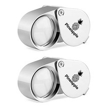 [2 Pack] Pineapple 30X Jewelers Loupe Magnifier Foldable Pocket Magnifying Glass Jewelry Eye Loop for Jewelers Gems Diamonds Plants Coins